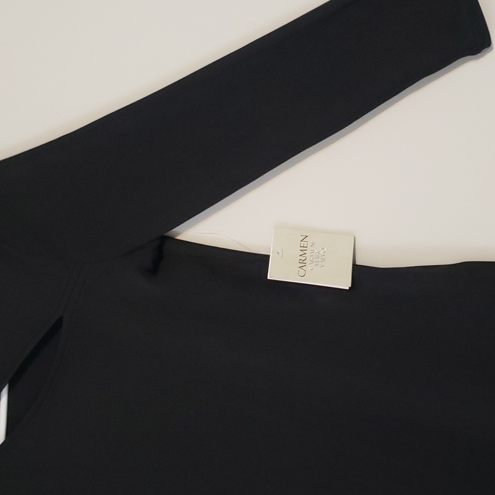 Carmen Marc Valvo black long sleeve shirt - Picture 7 of 16